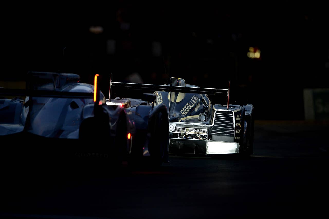 LE MANS, FRANCE - JUNE 14:  The #12 Rebellion Racing Lola Toyota driven by Nick Heidfeld of Germany, Neel Jani of Switzerland, and Nicolas Prost of France during qualifying for the 80th running of the Le Mans 24 Hour race at the Circuit des 24 Heures du Mans  on June 14, 2012 in Le Mans, France.  (Photo by Rick Dole/Getty Images)