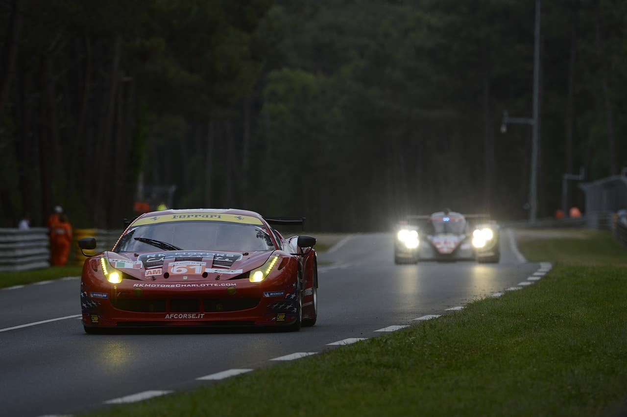 LE MANS, FRANCE - JUNE 14:  The #61 AF Corse - Waltrip Ferrari 458 driven by Brian Vickers of the United States, Rob Kauffman of the United States, and Rui Aguas of Portugal, during qualifying for the 80th running of the Le Mans 24 Hour race at the Circuit des 24 Heures du Mans  on June 14, 2012 in Le Mans, France  (Photo by Rick Dole/Getty Images)