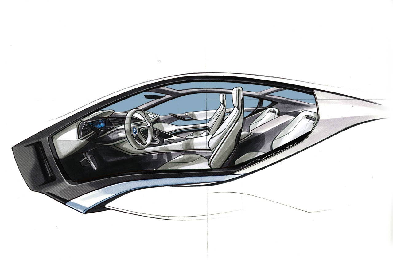 BMW i8 Concept, Interior design sketch (07/2011)