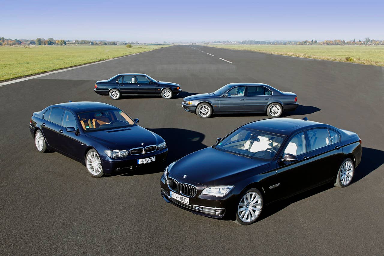 four generations of the BMW 7 Series with a V12 engine