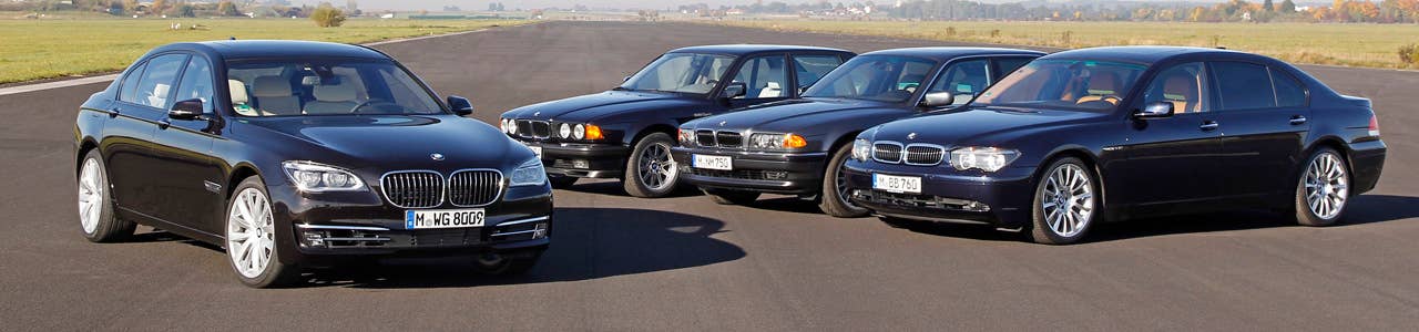 four generations of the BMW 7 Series with a V12 engine