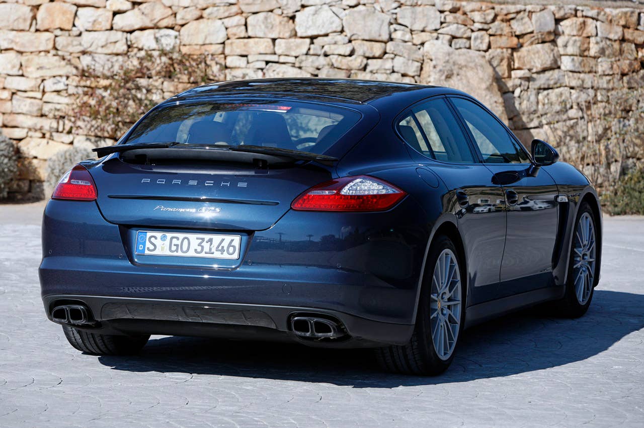 2013 Porsche Panamera GTS rear 3/4 view