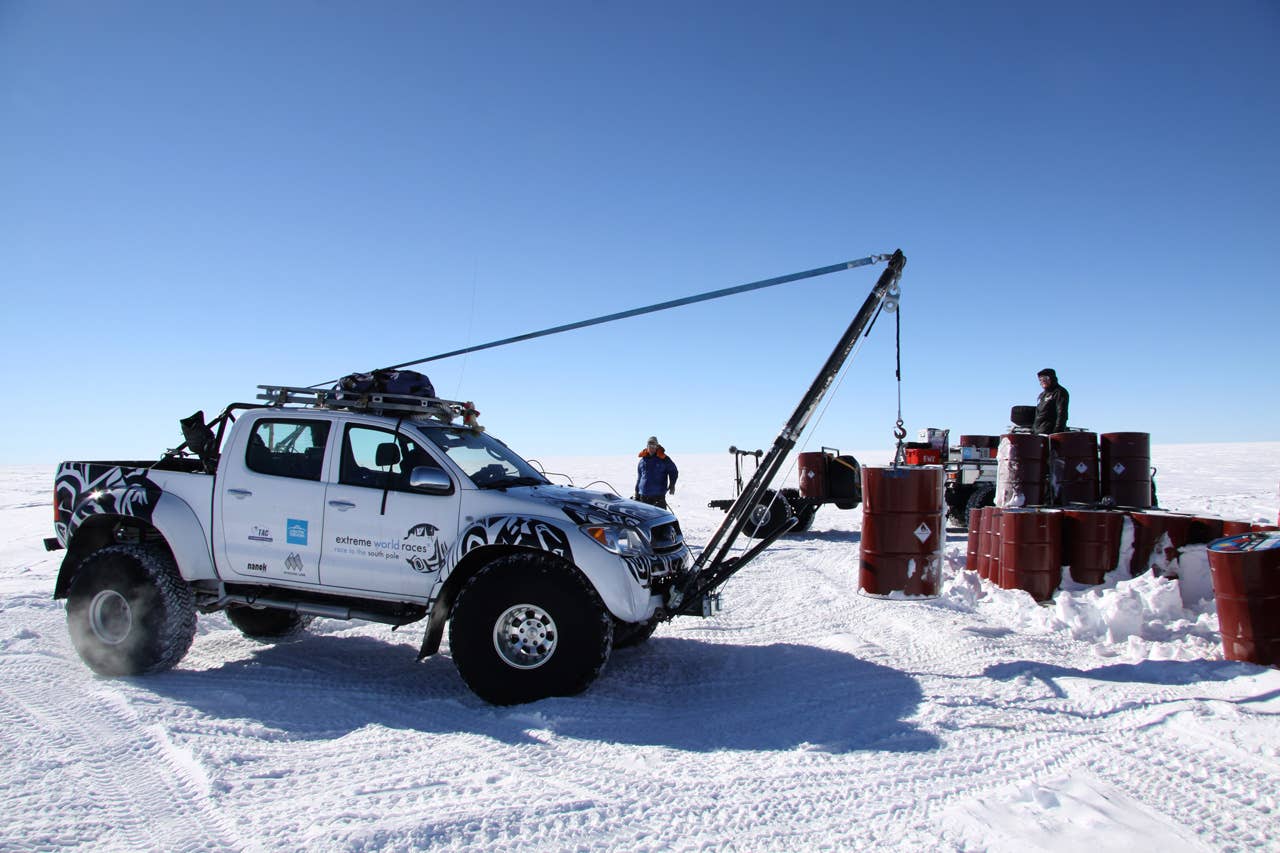 Toyota Hilux in Antarctica delivering fuel
