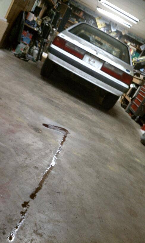 A trail of automatic transmission fluid