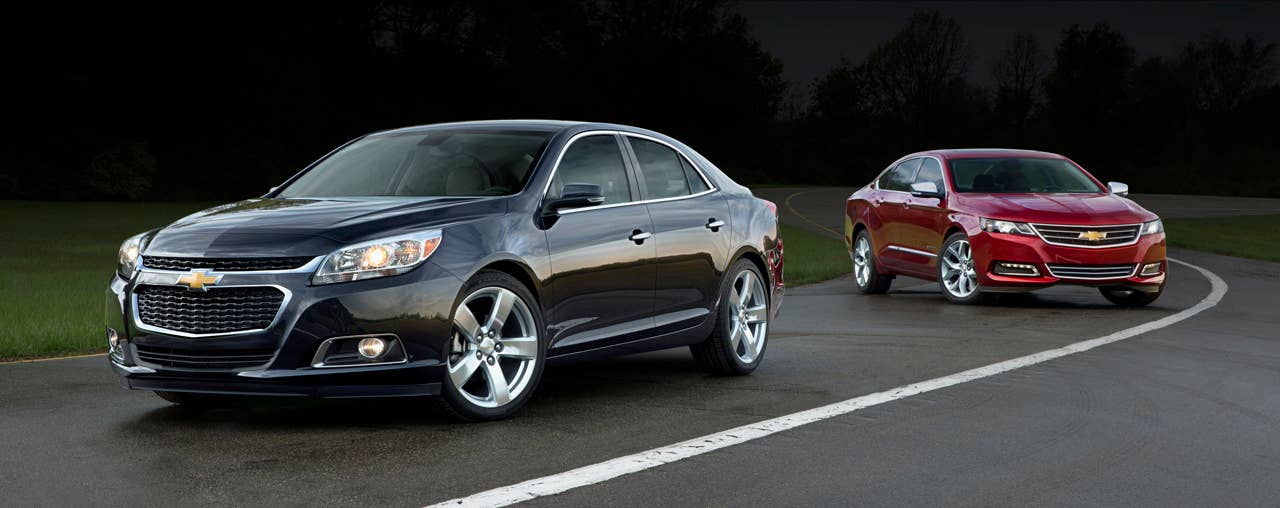 The 2014 Malibus revised front-end appearance is influenced by the all-new Impala, creating a more cohesive look across Chevrolets sedan lineup.