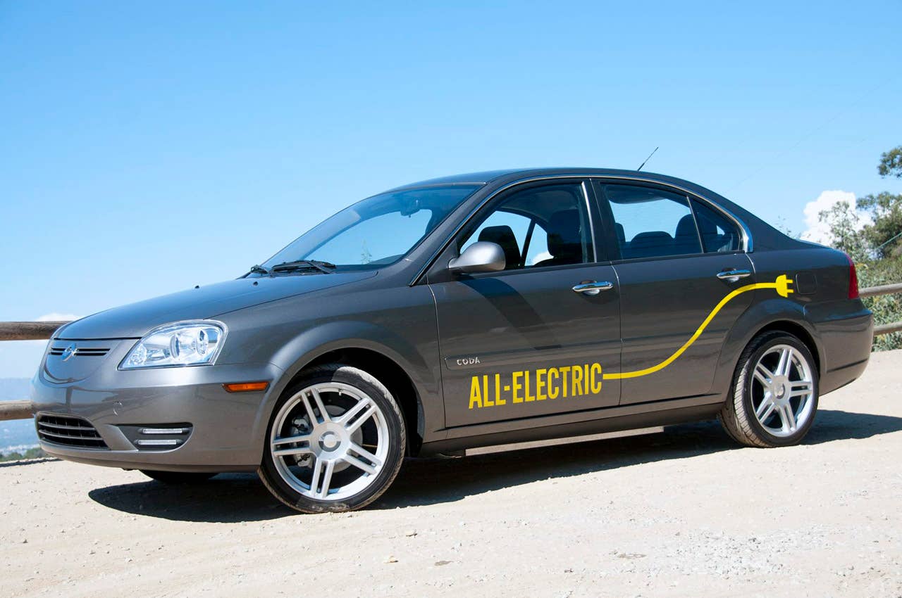 2012 Coda Sedan front 3/4 view