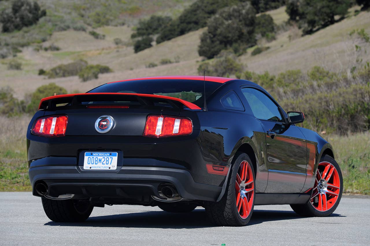 2012 Ford Mustang Boss 302 Laguna Seca rear 3/4 view