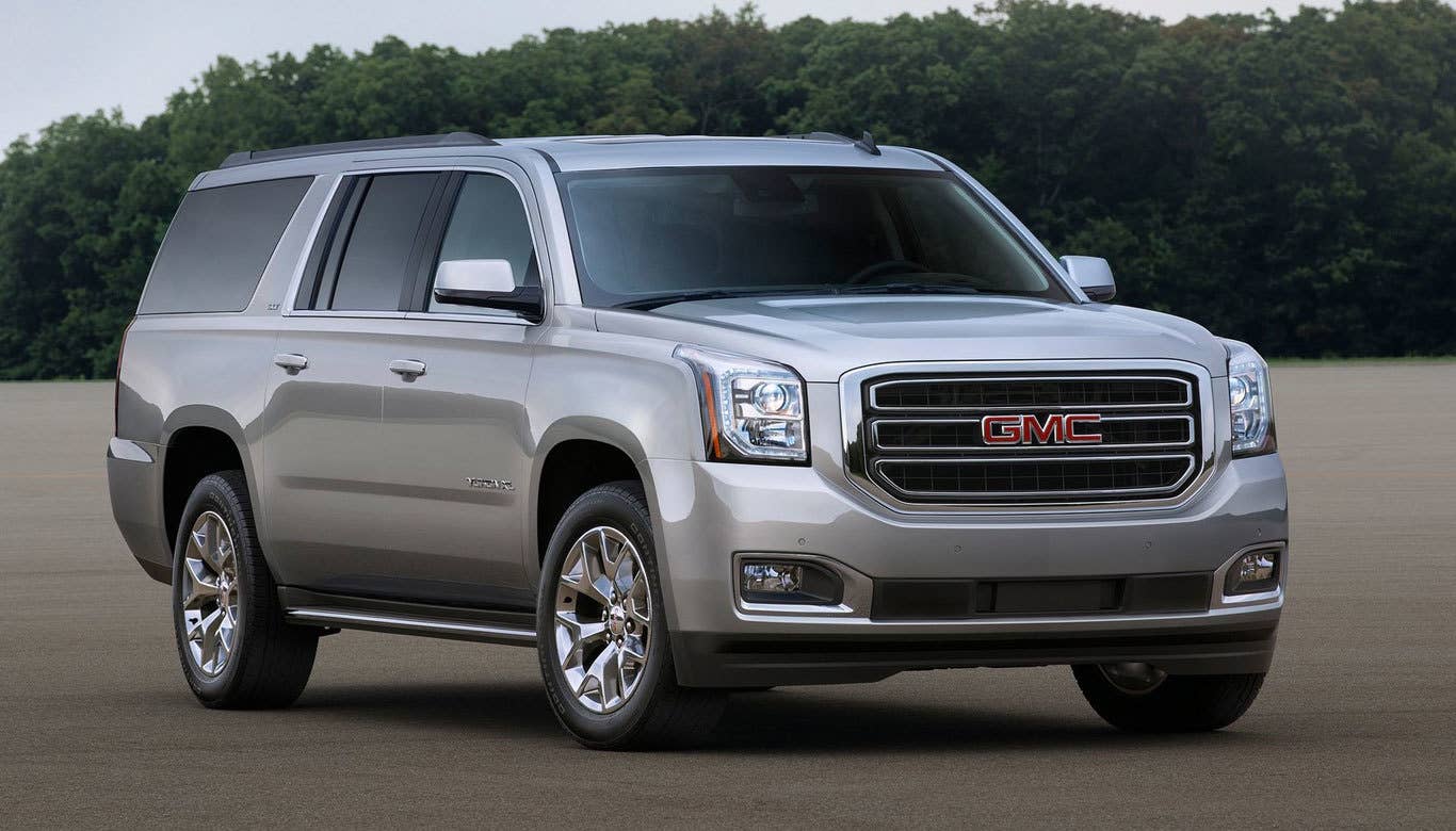 Sticker Price: $46,335 - $65,680 Invoice Price: $43,092 - $61,082 Fuel Economy: 16 mpg City, 23 mpg Highway  Completely redesigned for the 2015 model year, theGMC Yukon can seat a lot of people both comfortably and safely. Safety features standard on all Yukons include four-wheel anti-lock brakes, StabiliTrak stability control system with rollover mitigation, seven airbags, including a new center mounted front airbag, tire pressure monitoring system, rear vision camera and OnStar with Automatic Crash Response.  The Yukon isn't cheap, but you get a lot for your money, including all kinds of comfort and tech features.  Research the GMC Yukon GMC Yukon Overview GMC Yukon Photos & Video GMC Yukon Local Dealer Price Quote