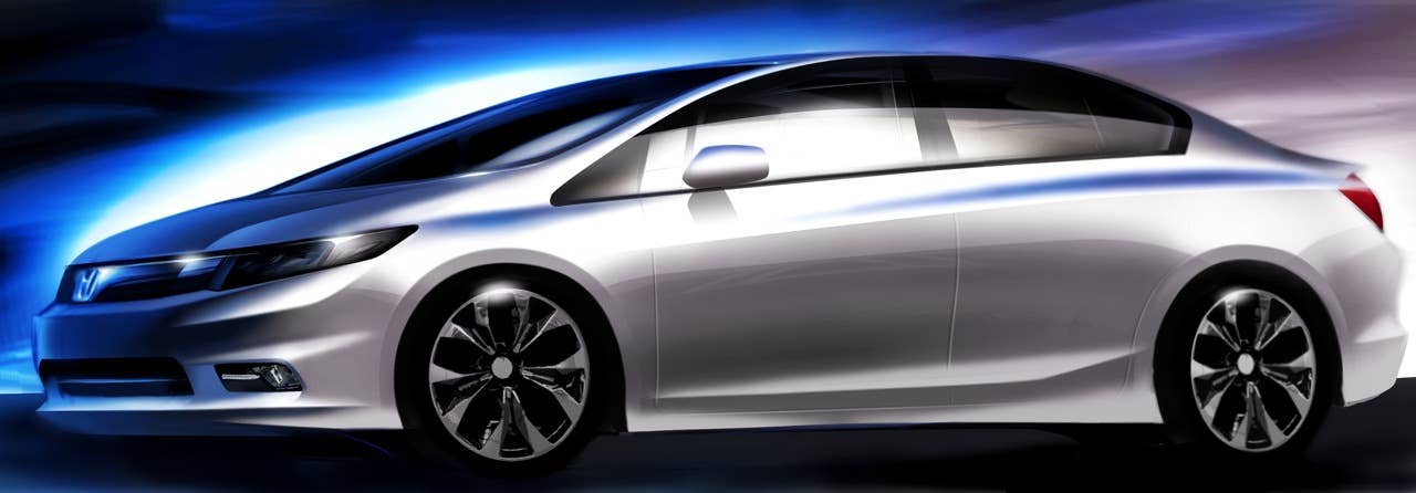 The Honda Civic Si Concept made its world debut at the 2011 North American International Auto Show (NAIAS) in Detroit on January 10, 2011. The exterior styling showcases the model's clean-yet-powerful lines with a steeply raked windshield, wide stance and pronounced character lines along the profile. (Illustration)