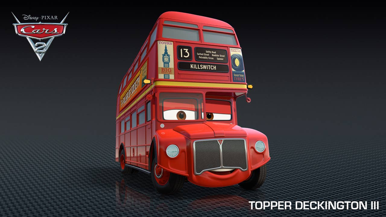 Cars 2 double decker bus
