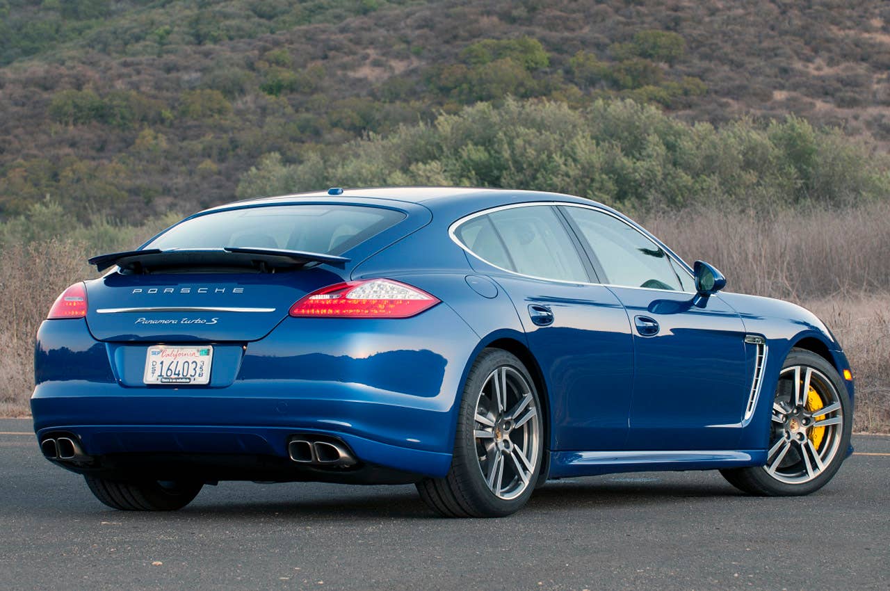 2012 Porsche Panamera Turbo S rear 3/4 view