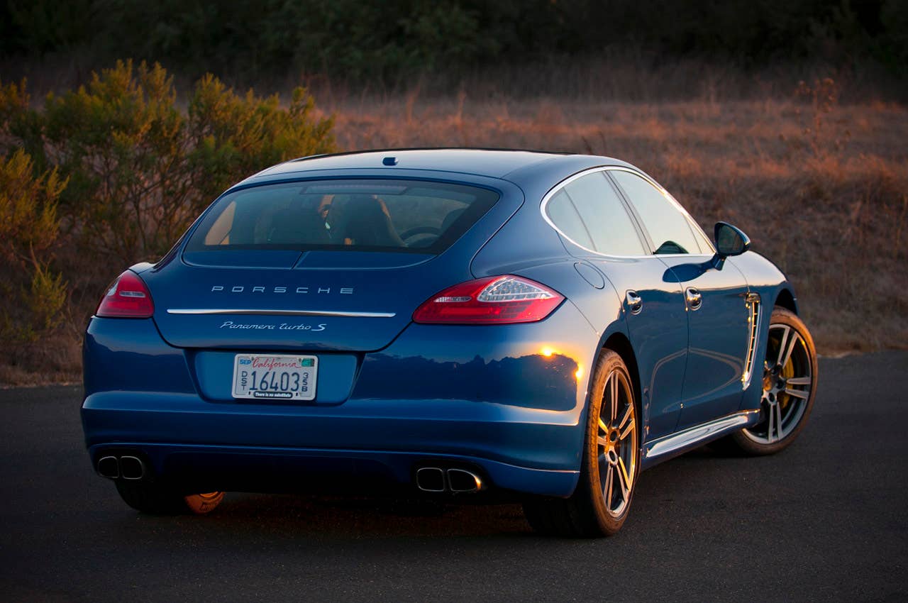 2012 Porsche Panamera Turbo S rear 3/4 view