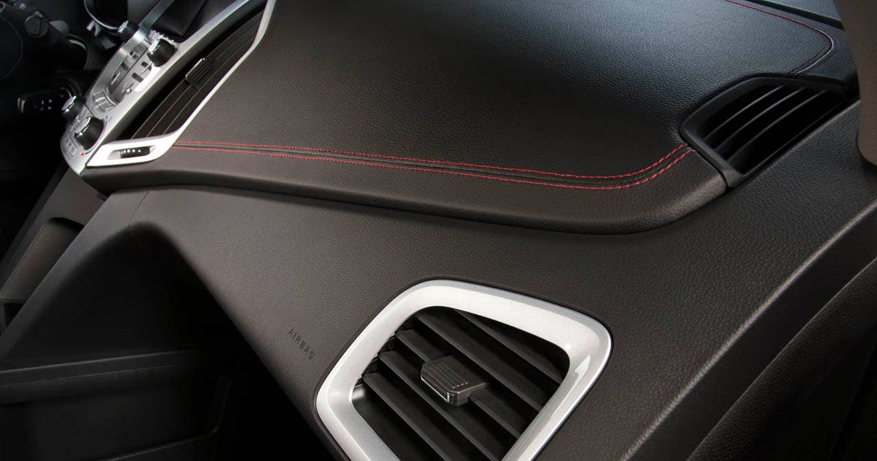GMC Terrain Denali Soft-touch instrument panel with French stitching. (03/14/2012)