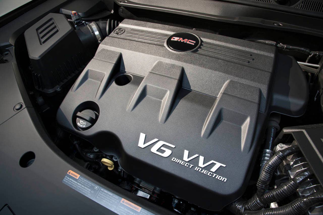 GMC Terrain Denali's3.6L DOHC V-6 with direct injection and continuously variable valve timing. (03/14/2012)