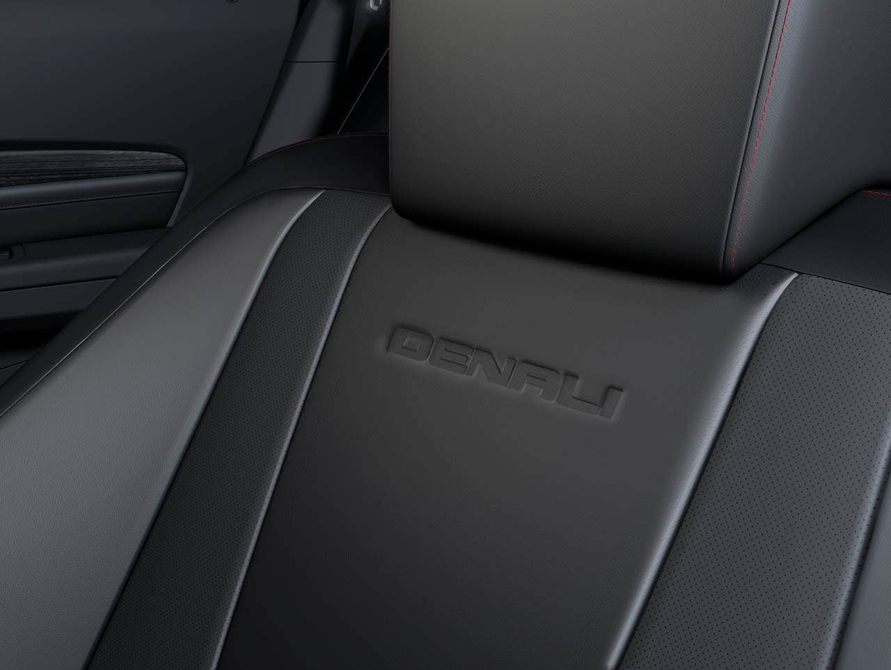 GMC Terrain Denali embossed front seatback in Jet Black. (03/14/2012)