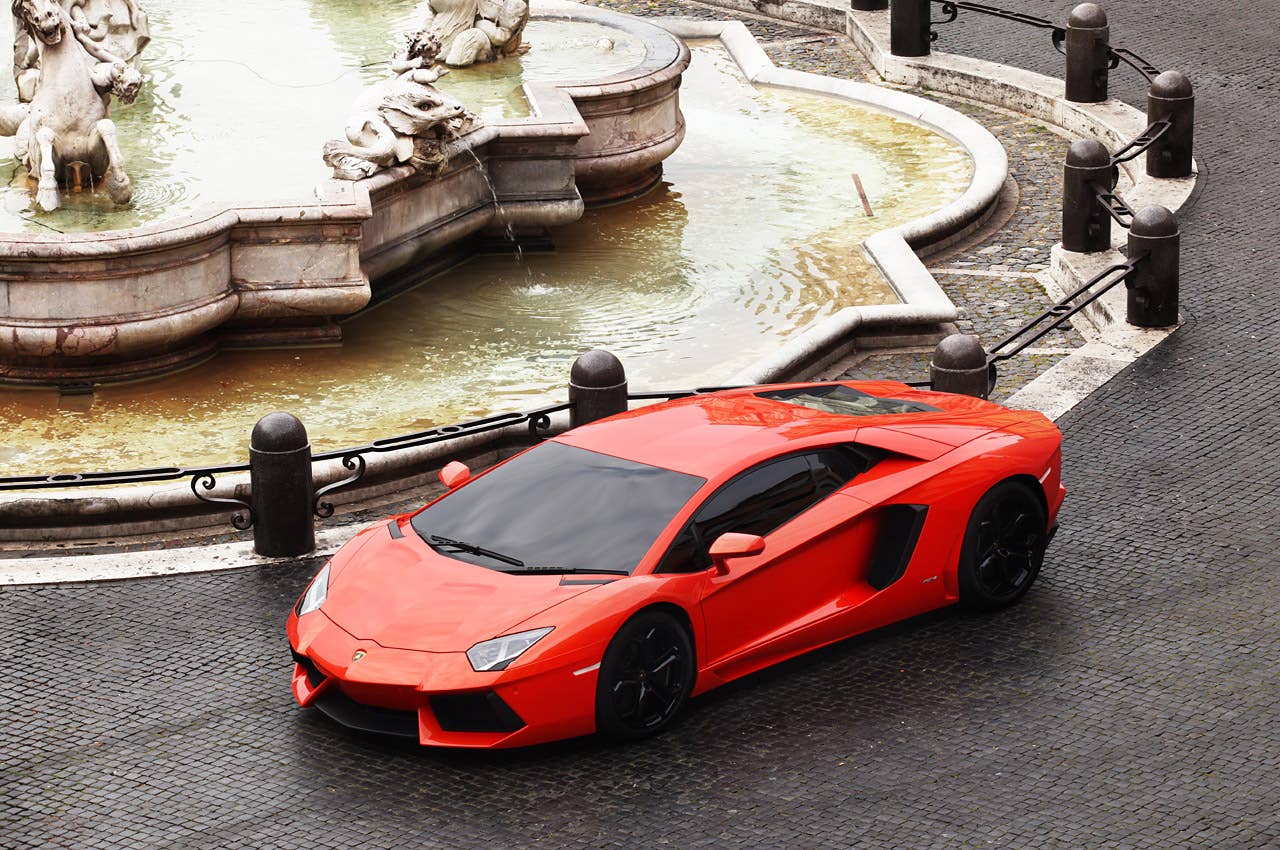 2012 Lamborghini Aventador LP700-4 front 3/4 view
