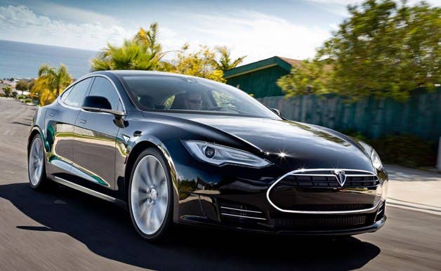 2012 Tesla Model S - front three-quarter dynamic motion shot