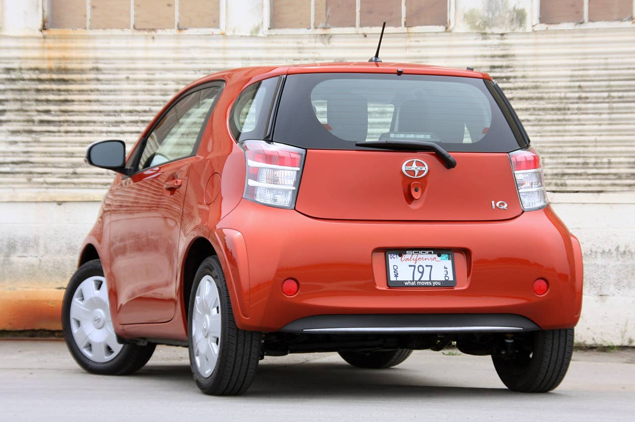 2012 Scion iQ rear 3/4 view