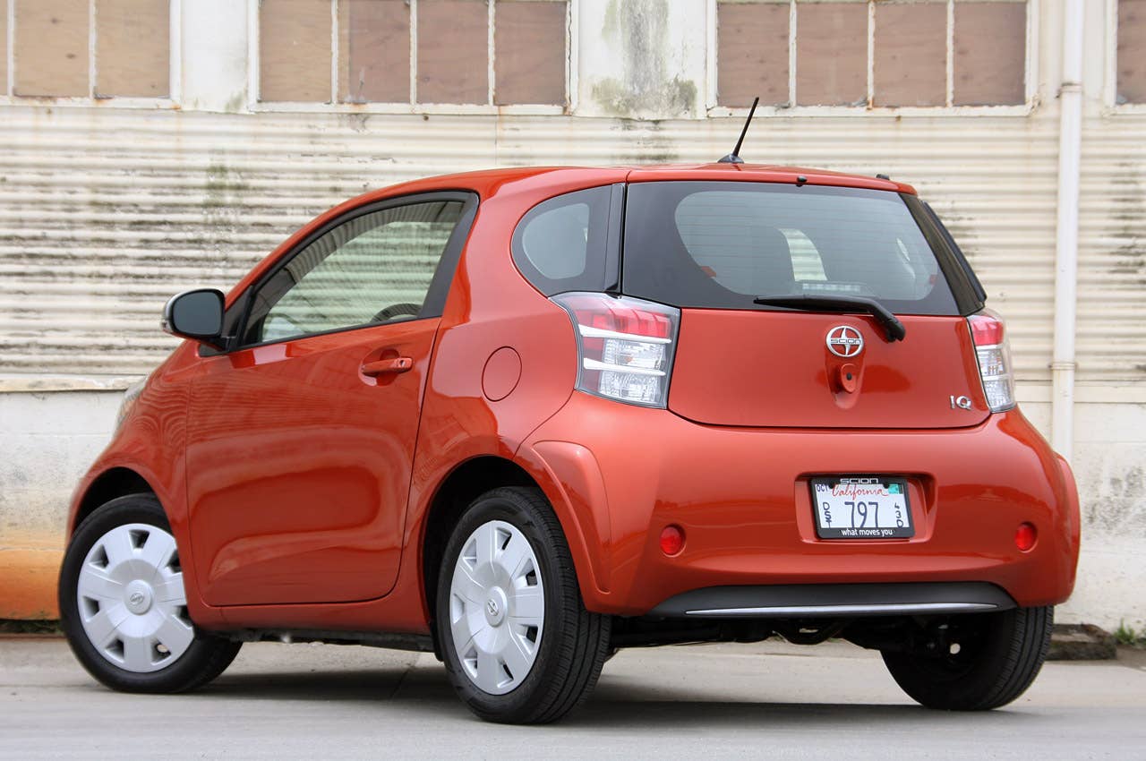 2012 Scion iQ rear 3/4 view