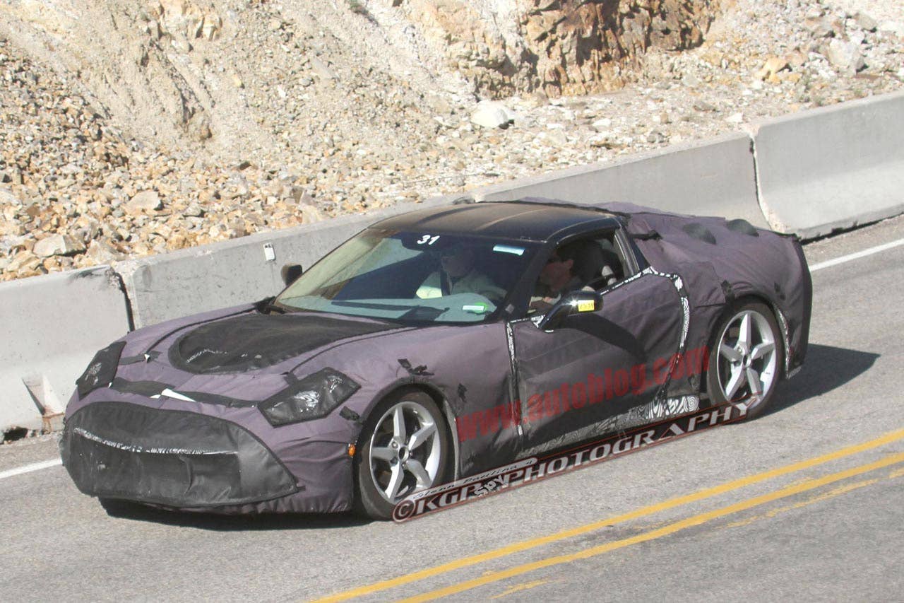 2014 Chevrolet Corvette C7 spy shots front 3/4 high angle
