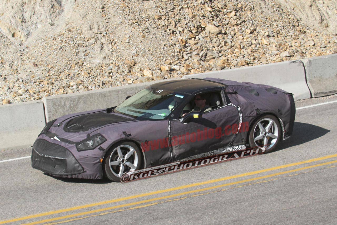 2014 Chevrolet Corvette C7 spy shots front 3/4 high angle