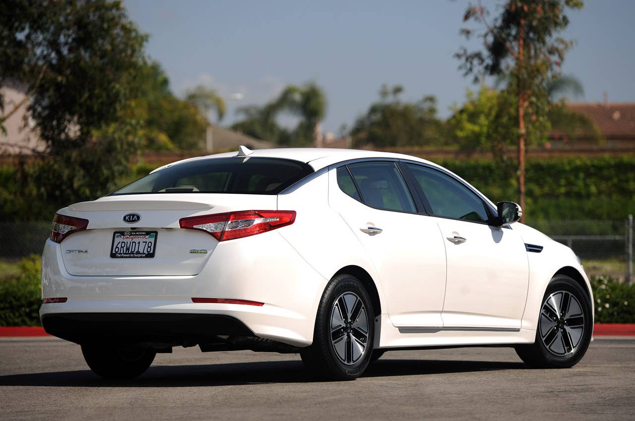 2011 Kia Optima Hybrid rear 3/4 view