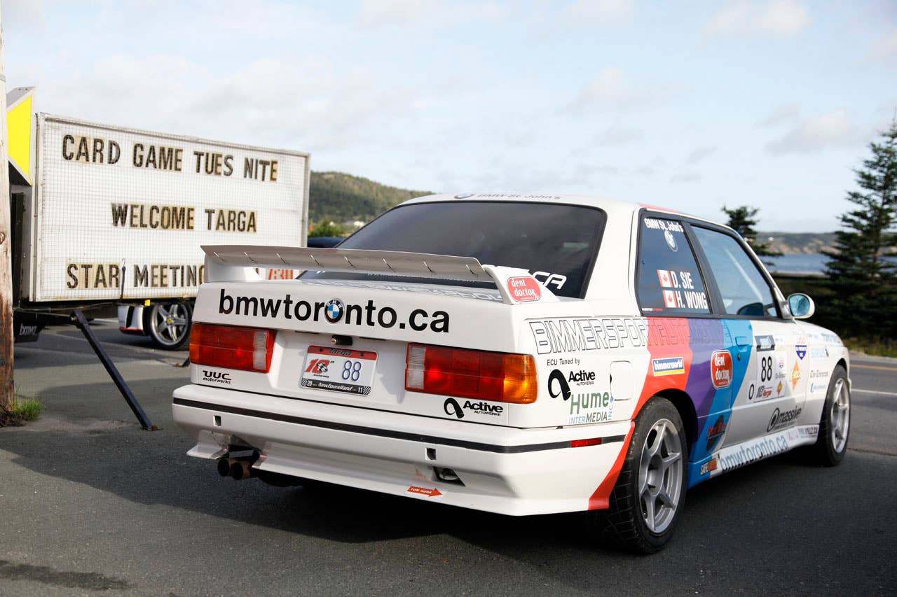 1988 BMW M3 piloted by Herb Wong and Desmond Sie in the 2011 Targa Newfoundland.