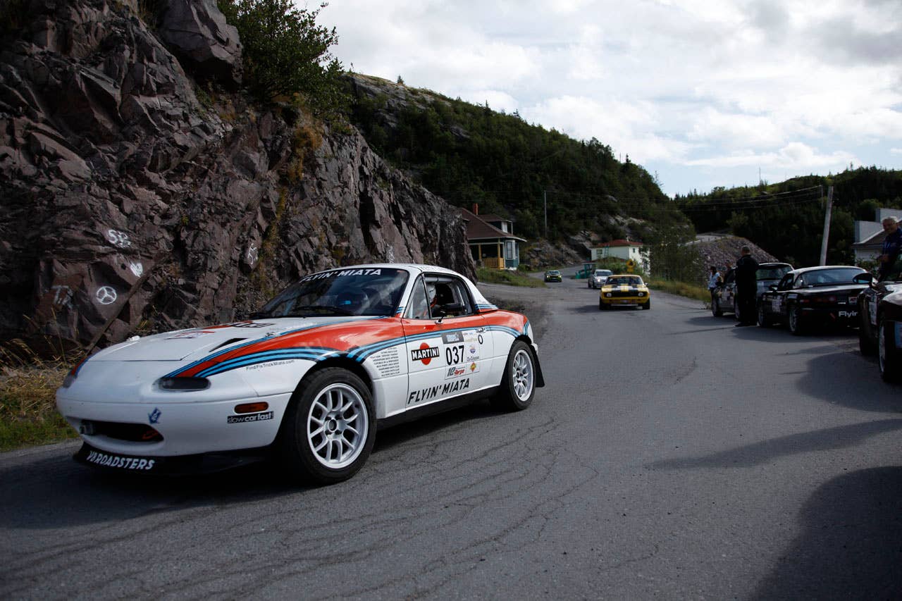 1994 Mazda Miata V8 Roadster piloted by Keith and Janel Tanner in the 2011 Targa Newfoundland.