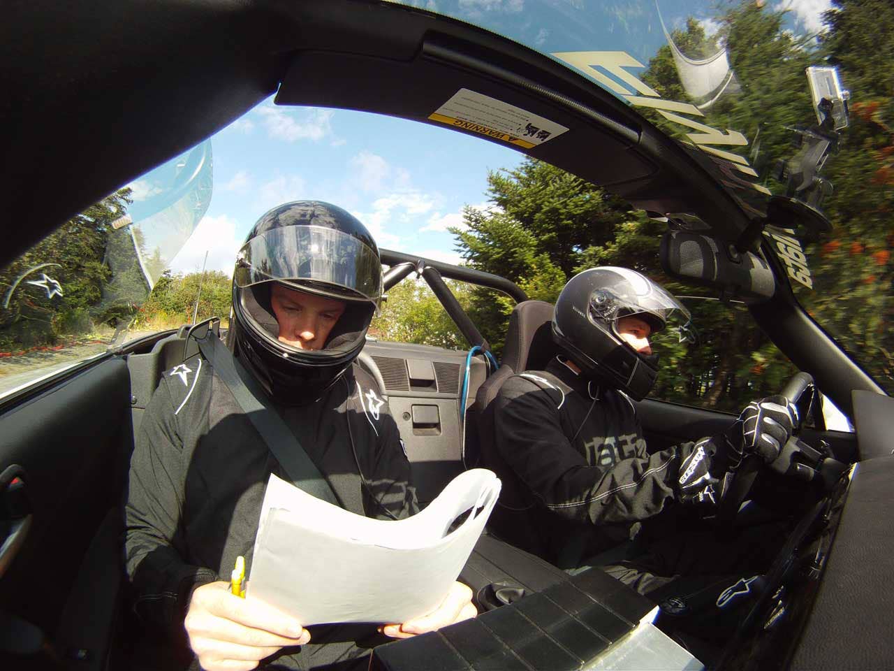 Zach Bowman and Brandon Fitch at the 2011 Targa Newfoundland with Flyin' Miata.