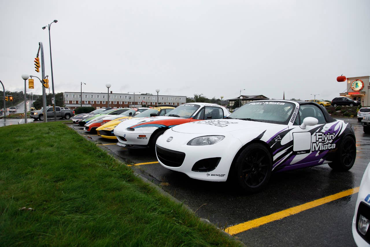 Flyin' Miata supercharged NC MX-5 with the V8 Roadster, Ferrari Enzo, Maserati MC-12 and a Ferrari F430 Spyder