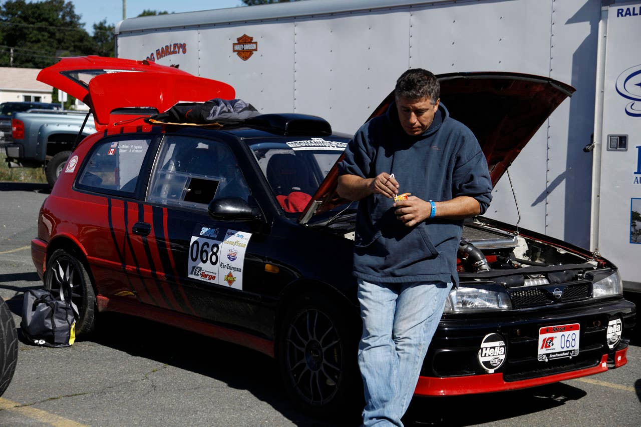 1991 Nissan Pulsar in the 2011 Targa Newfoundland piloted by Afshin Montezari and Roy Hopkins.