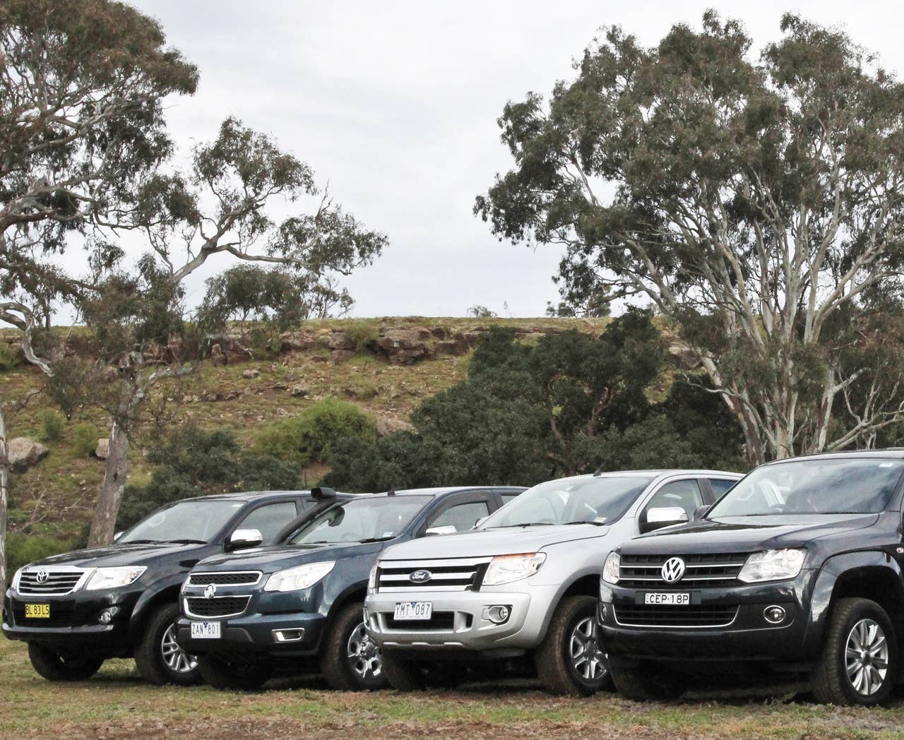 From left to right: Toyota Hilux, Holden Colorado, Ford Ranger, Volkswagen Amarok