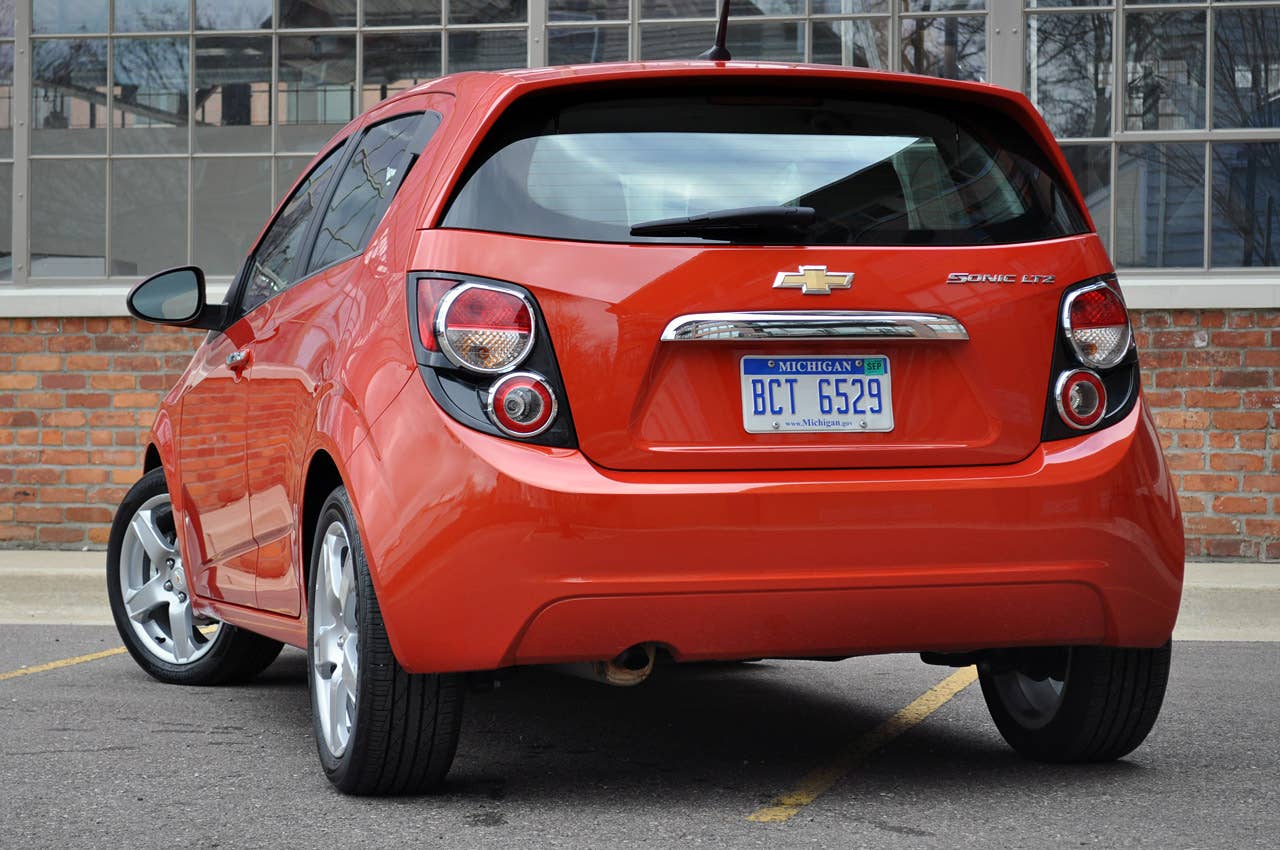 2012 Chevrolet Sonic LTZ rear 3/4 view