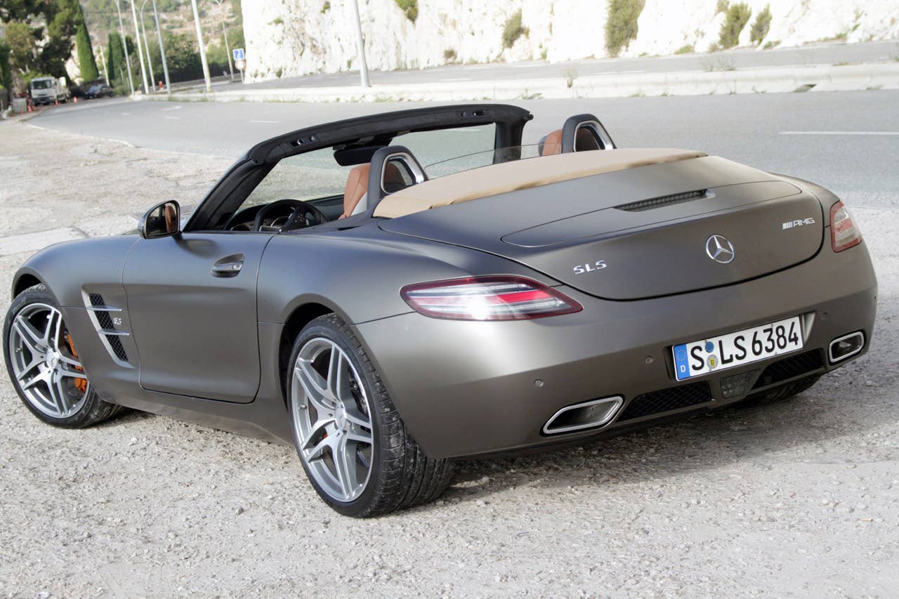 2012 Mercedes-Benz SLS AMG Roadster rear 3/4 view