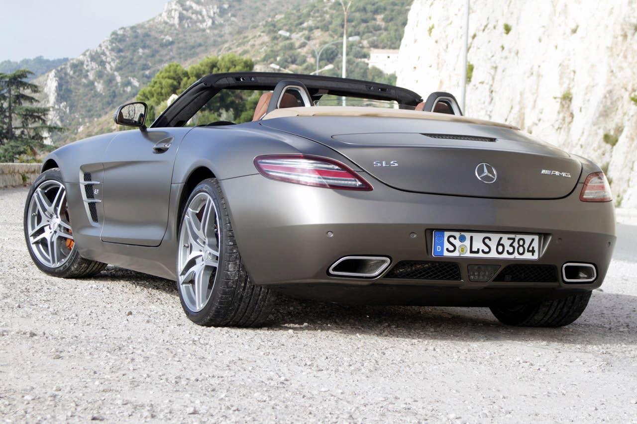 2012 Mercedes-Benz SLS AMG Roadster rear 3/4 view