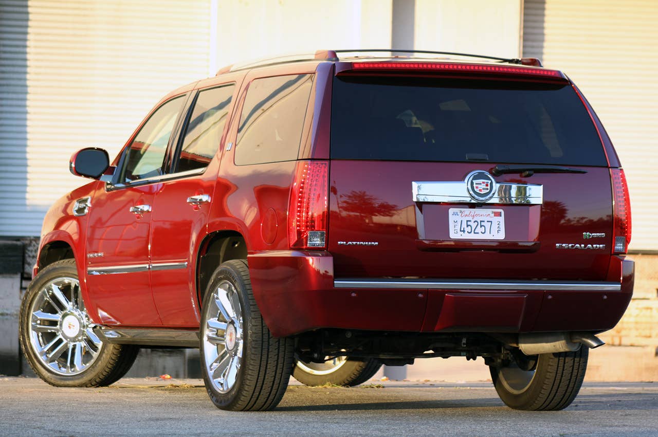 2011 Cadillac Escalade Hybrid Platinum rear 3/4 view