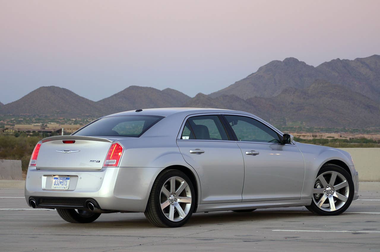 2012 Chrysler 300 SRT8 rear 3/4 view