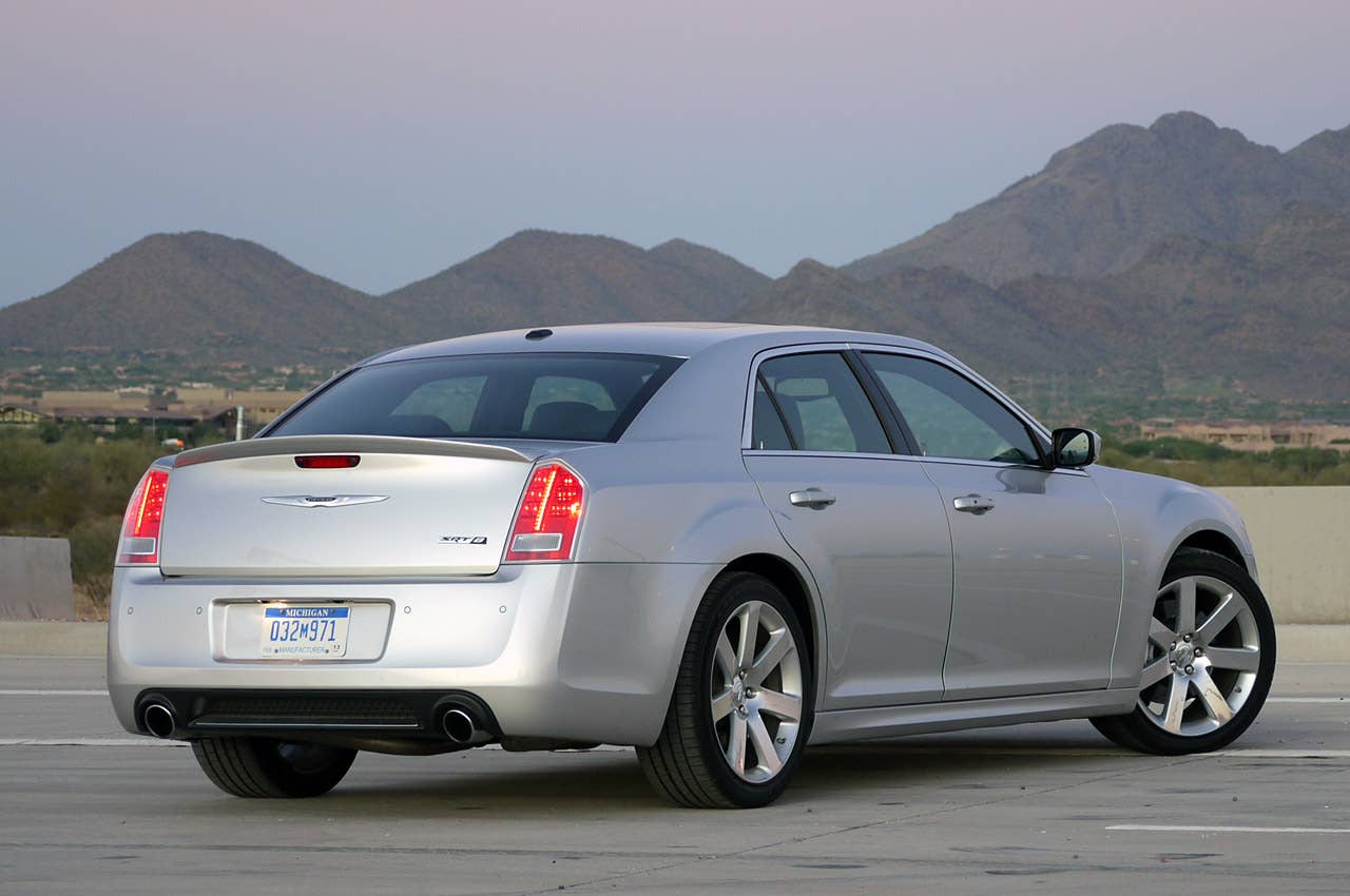 2012 Chrysler 300 SRT8 rear 3/4 view