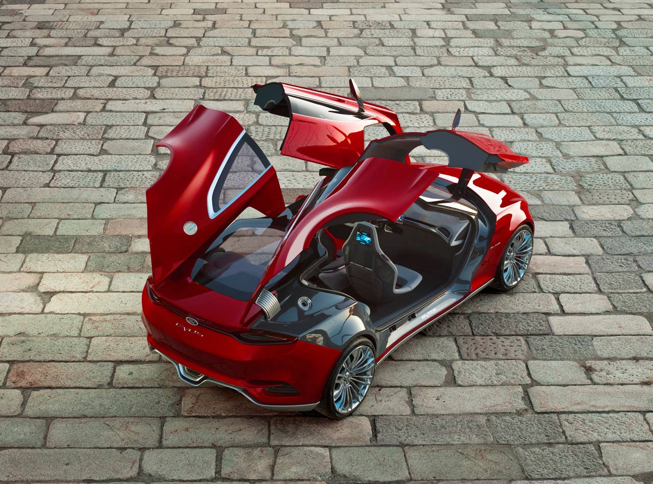 Ford Evos Concept rear 3/4 with doors open