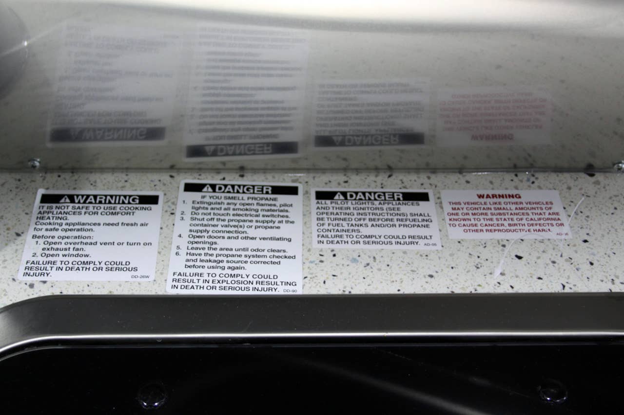 2011 Airstream Avenue warning labels