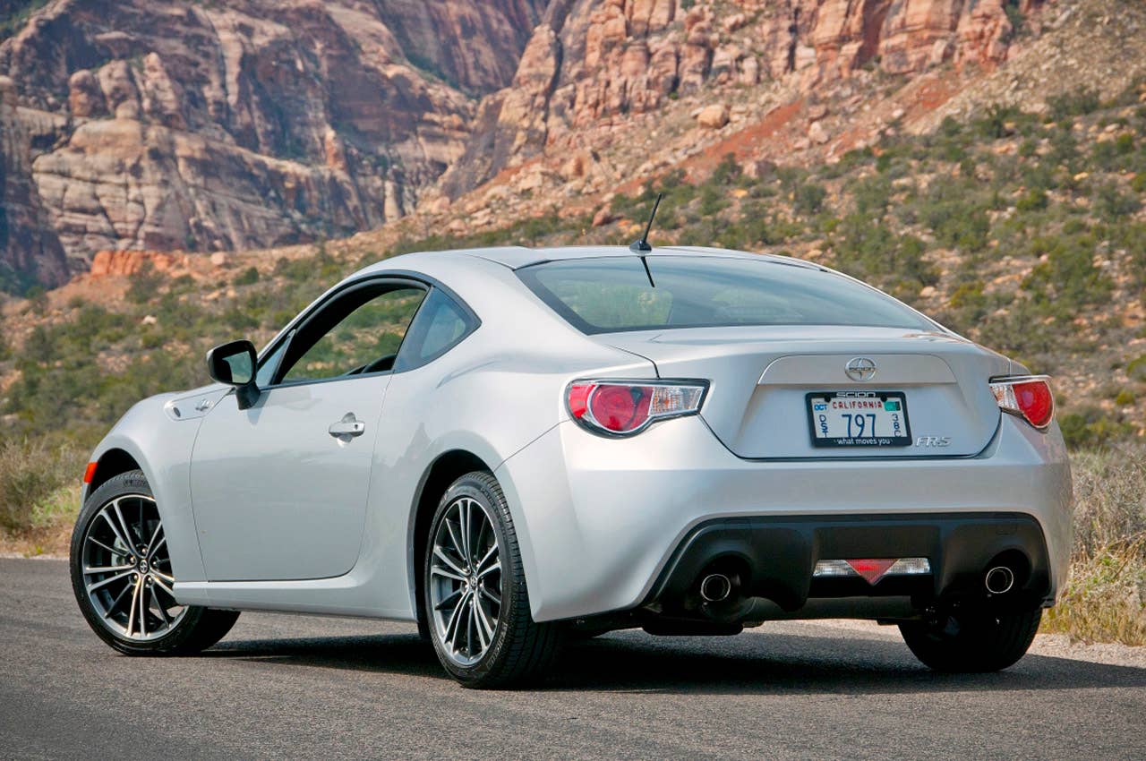 2013 Scion FR-S rear 3/4 view