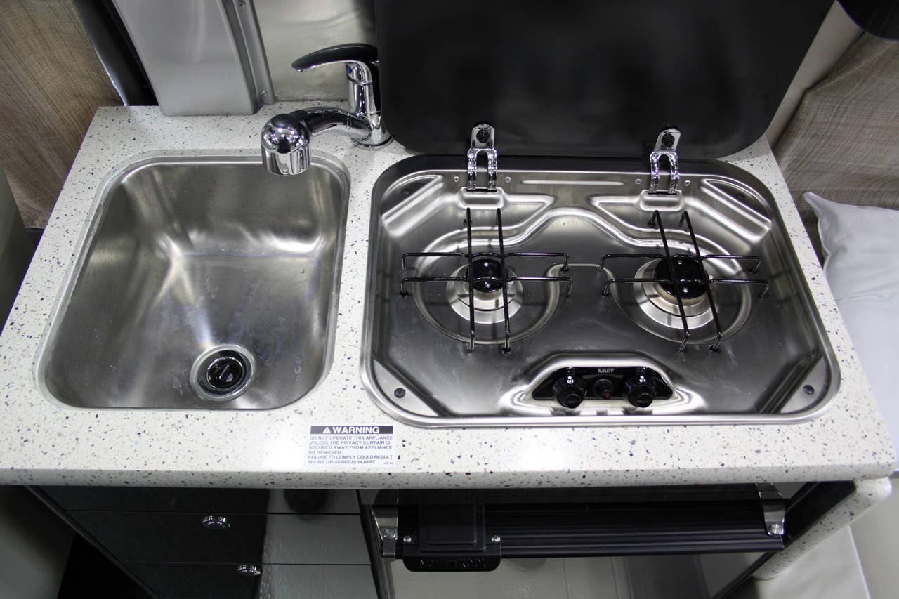 2011 Airstream Avenue cooking area