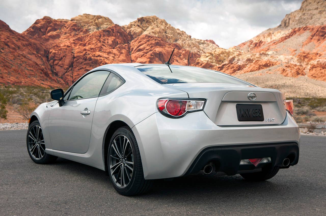 2013 Scion FR-S rear 3/4 view