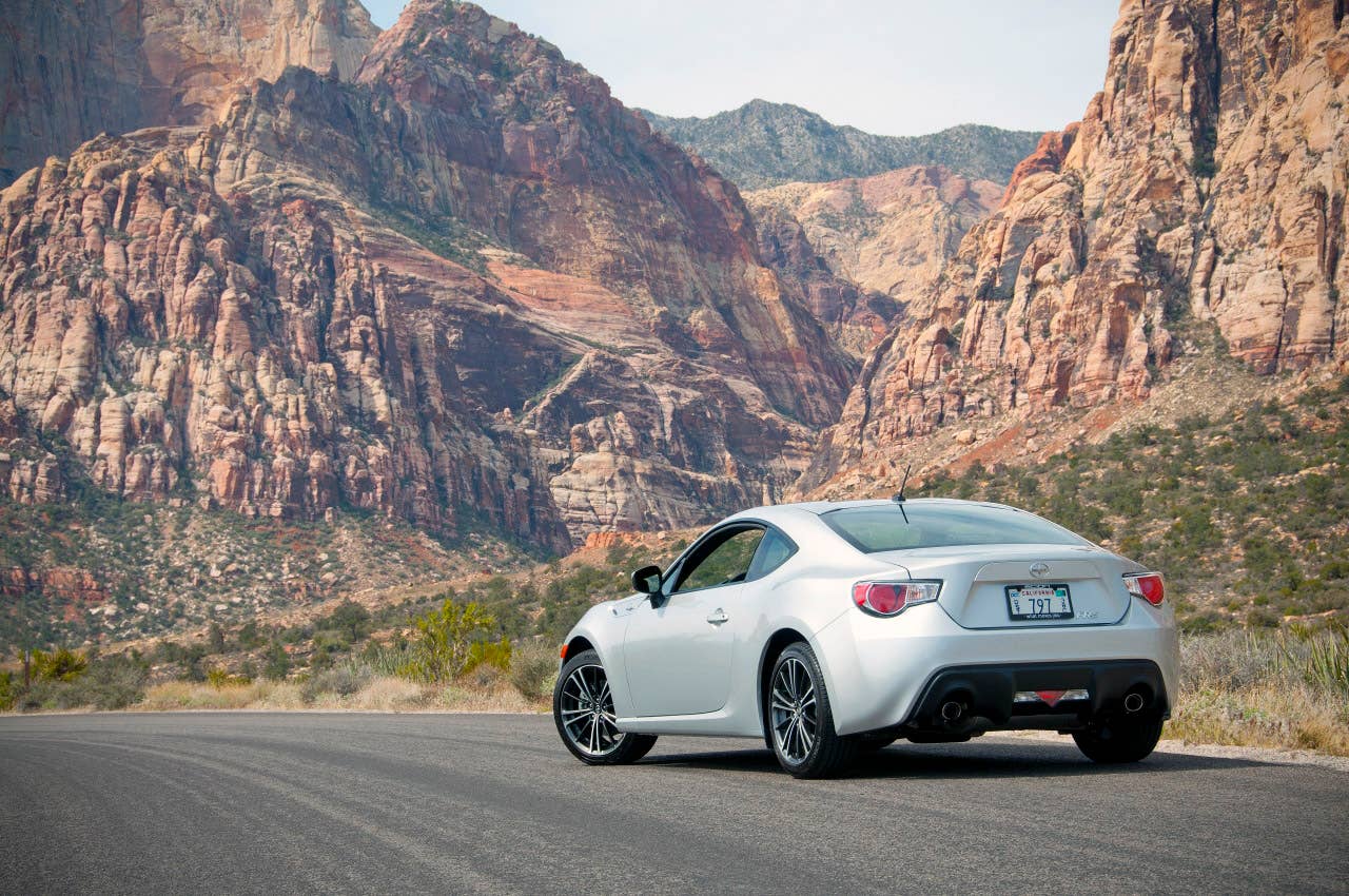 2013 Scion FR-S rear 3/4 view