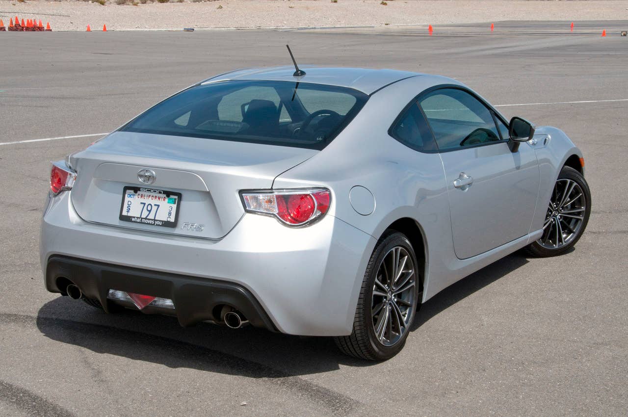 2013 Scion FR-S rear 3/4 view