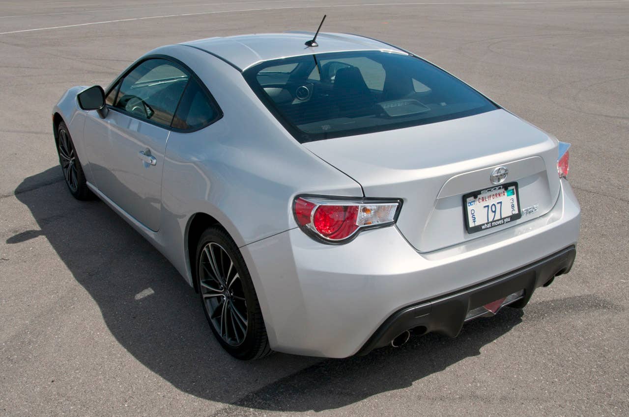 2013 Scion FR-S rear 3/4 view