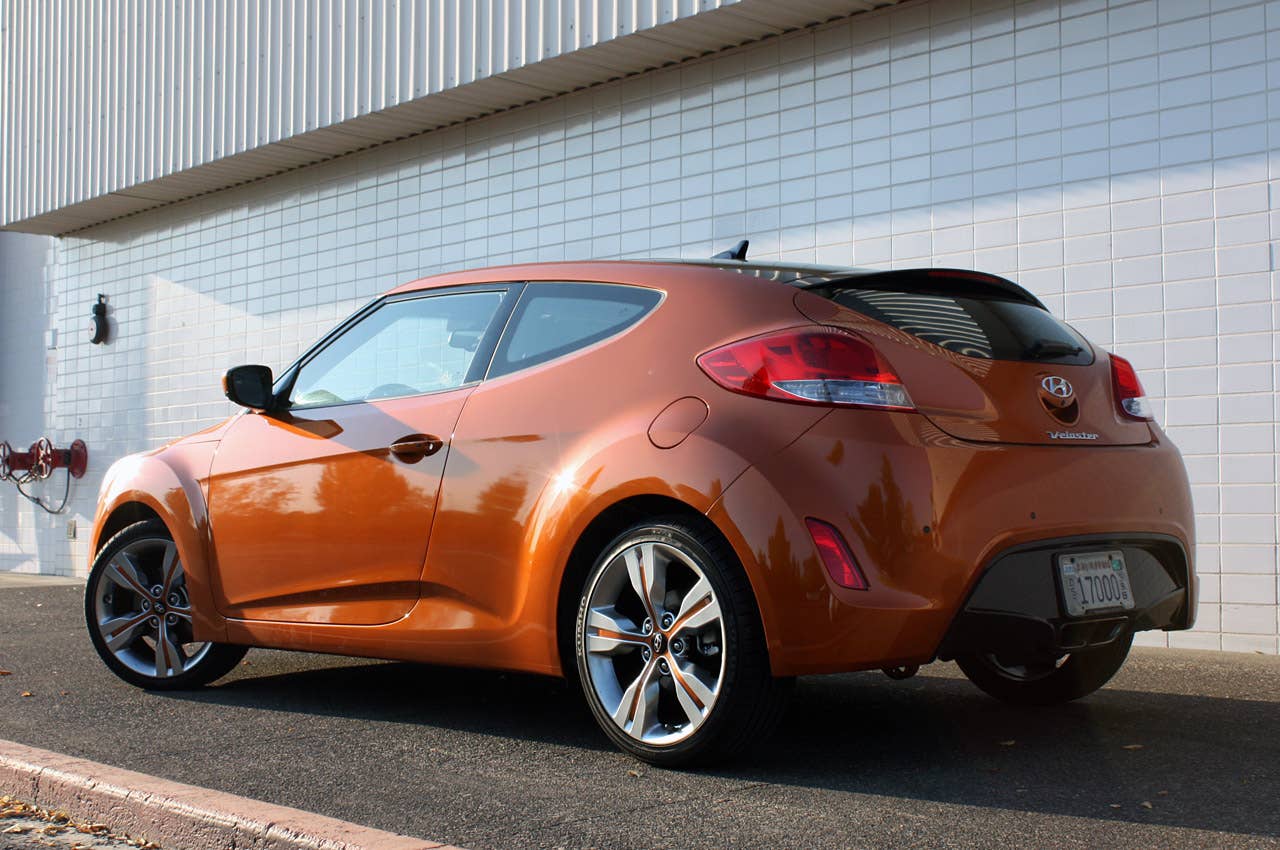 2012 Hyundai Veloster rear 3/4 view