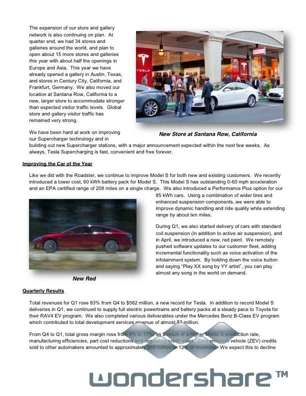 Tesla Motors, Inc. – First Quarter 2013 Shareholder Letter