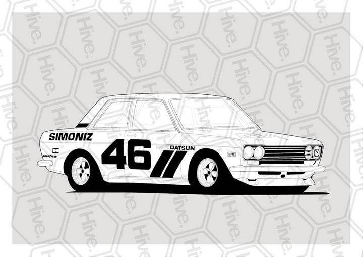 Hive illustrations: Datsun 510  All images used with permission from Joel Fletcher.