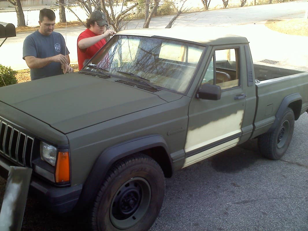 Zombie 1988 Jeep Comanche Pioneer during paint